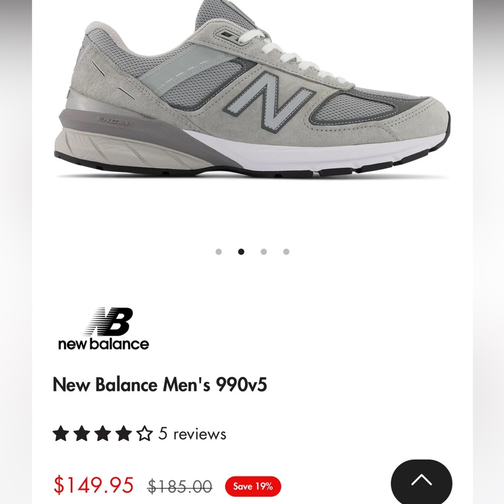 New Balance Men's 990v5 Gray Sneakers